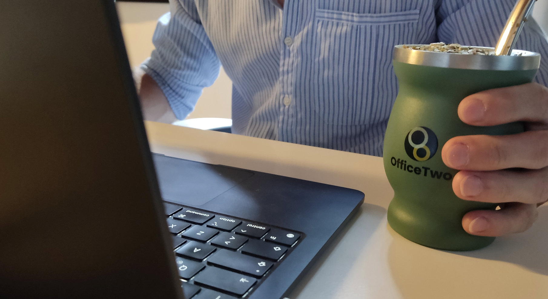 OfficeTwo mate cup on a desk in Buenos Aires