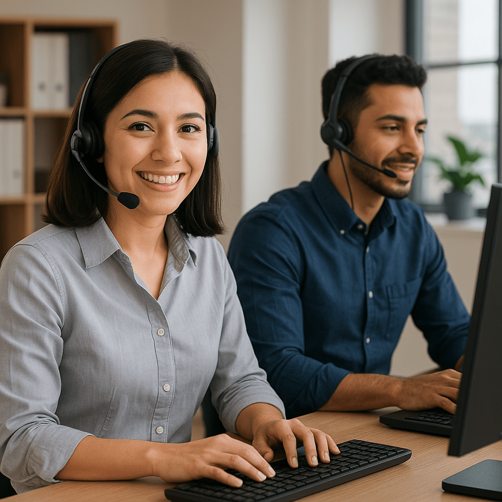 remote staffing construction csrs working in an office in Argentina