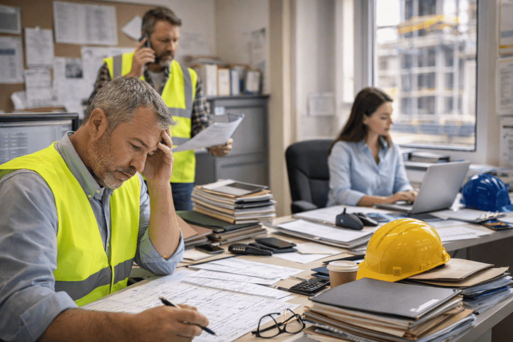 Construction operations team overwhelmed by administrative workload during labor shortage